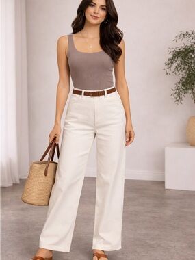41. Sanctuary • NWT $178 High-Rise Wide Leg Pants in Cream W17” R12” I30”